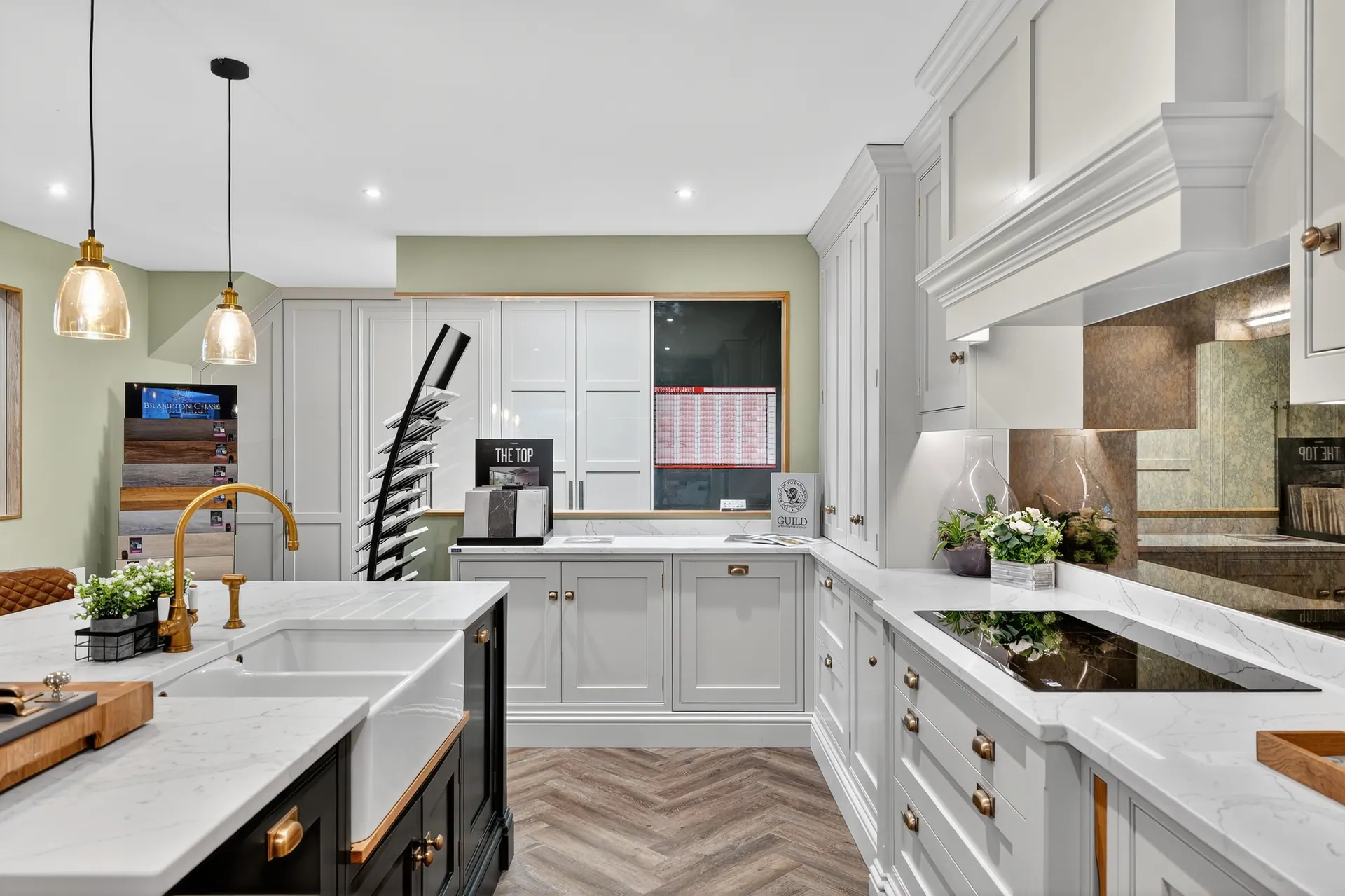 Inside the Charles Vivian showroom — a painted kitchen display