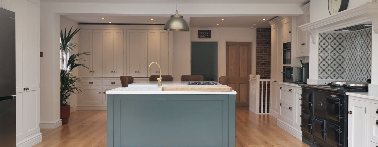 Bespoke kitchen — blue painted island